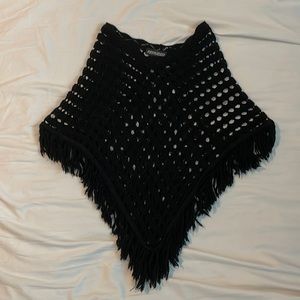 Small Black Knitted Poncho